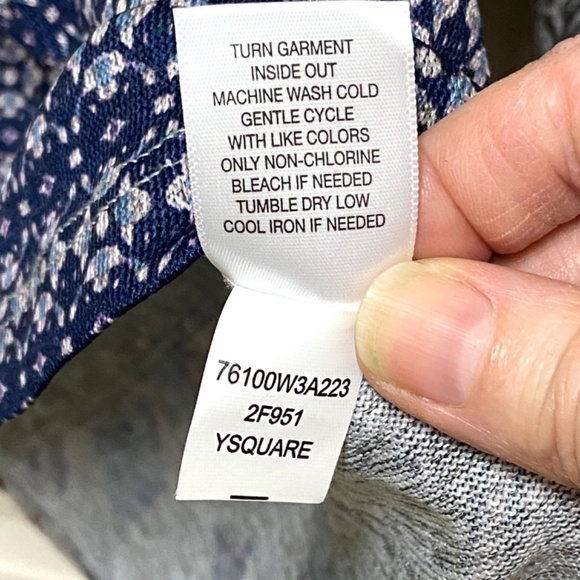 Oneworld Blue Patchwork Boho Peasant Top XL Floral Paisley Long Sleeve - Picture 11 of 11